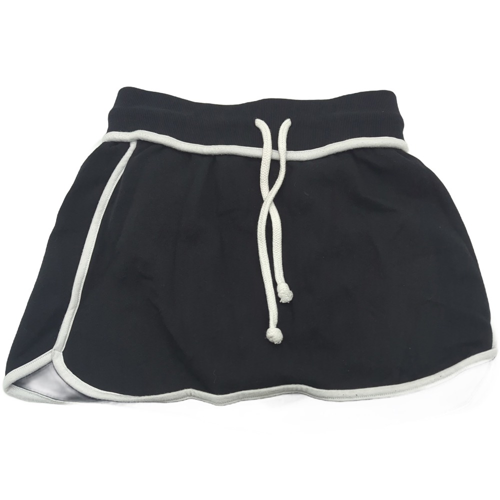 SO Black White Contrast Piping Sporty Skort Fleece Athletic Skirt Small
